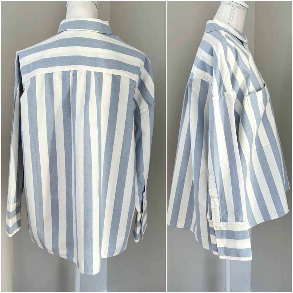 NWT Everlane Organic Cotton The Boxy Oxford Button Down Striped Oversized Shirt - Picture 13 of 16
